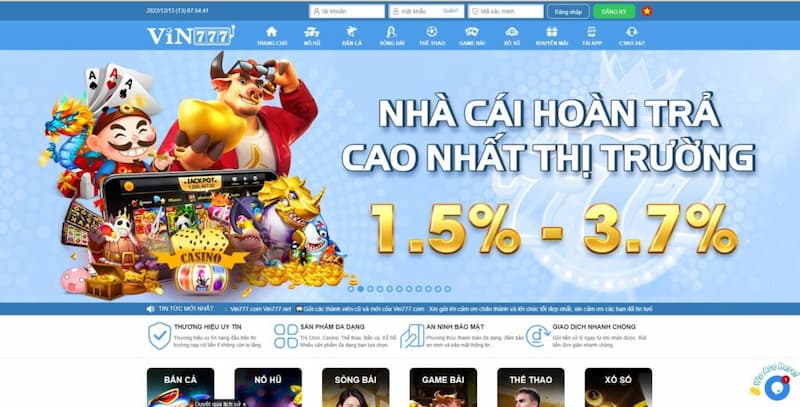 Giới thiệu cổng game Nổ hũ Vin777